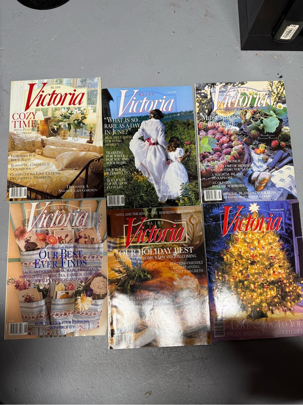 Vintage Victoria Magazine Lot of 6 1999 Full Year Months Christmas Cottagecore